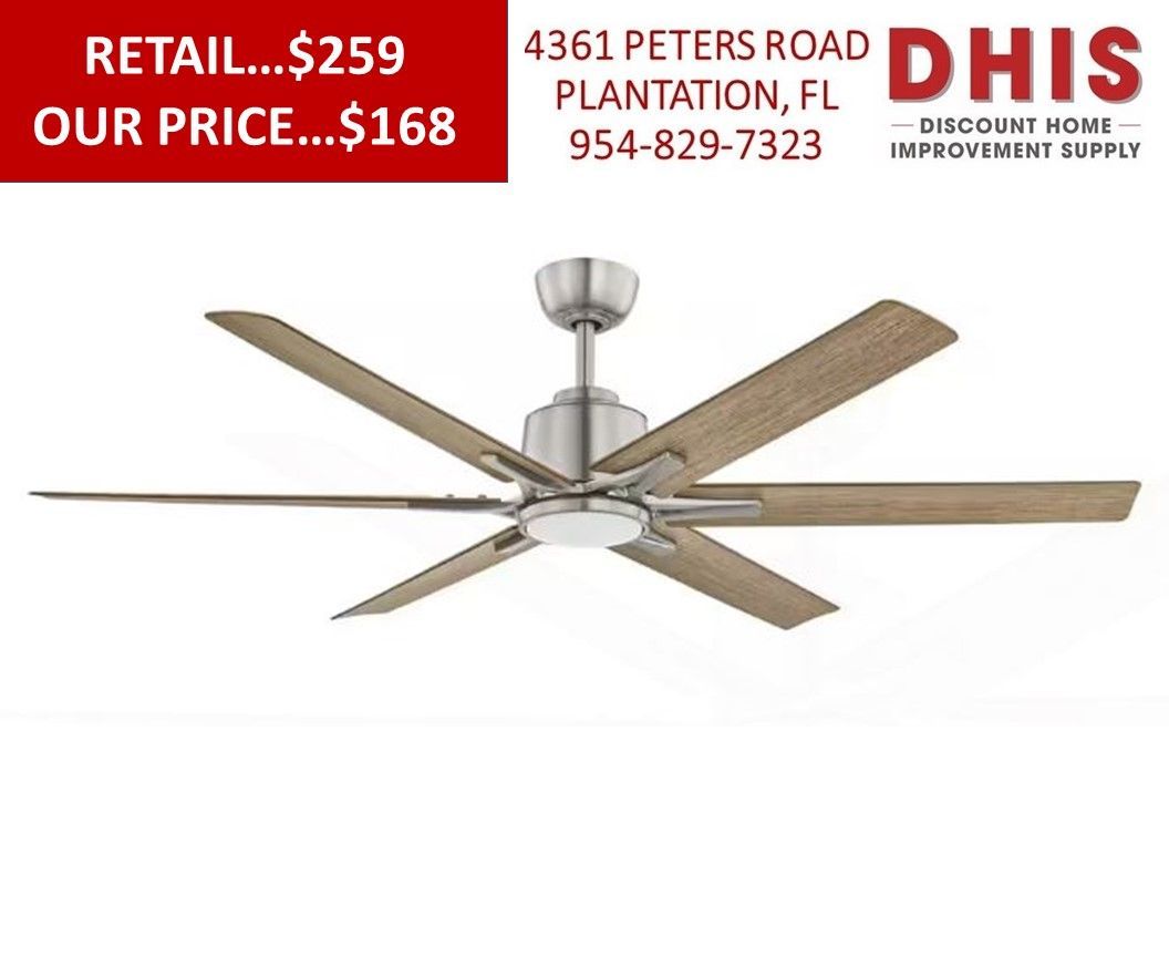 Kensgrove II 60 in. Smart Indoor/Outdoor Brushed Nickel Ceiling Fan with Remote Powered by Hubspace