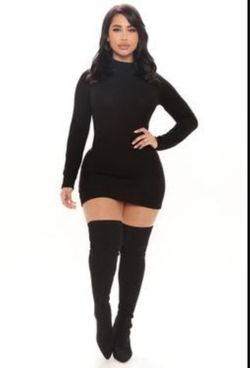 Make A Move Mock Neck Mini Dress - Black