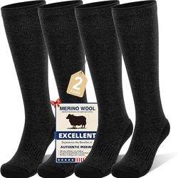 Merino Wool Compression Socks for Women&Men 15-20mmHg Knee High Breathable Socks for Flying, Athletic, Travel
