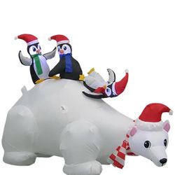 Christmas Home Accents Holiday 6 ft LED Polar Bear Family Scene Inflatable