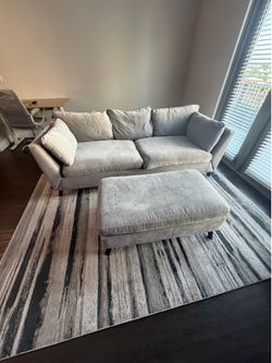 Modern Grey Sofa and Ottoman