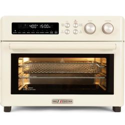 Retro Style Infrared Heating Air Fryer Toaster Oven, Extra Large Countertop Convection Oven 10-in-1 Combo, 6-Slice Toast, Enamel Baking Pan Easy Clean