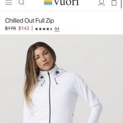 Brand New Vuori Women’s Insulated Jacket Sweater Full Zip White Never Worn Size M