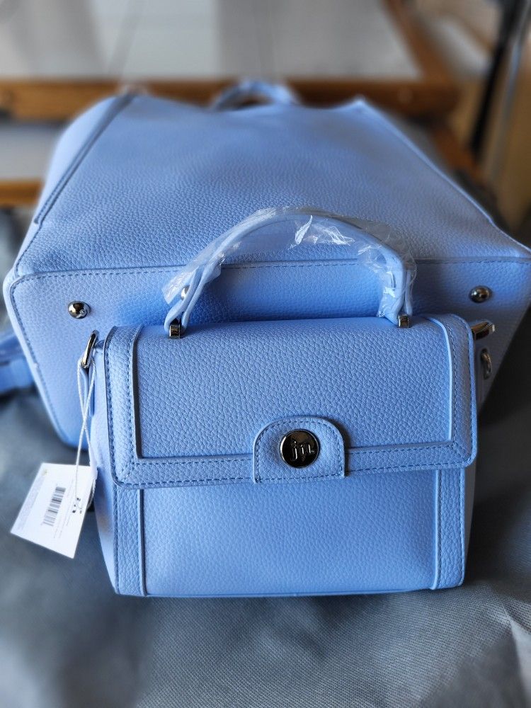 2PC Beautiful Baby Blue Hand Bag & Tote Bag