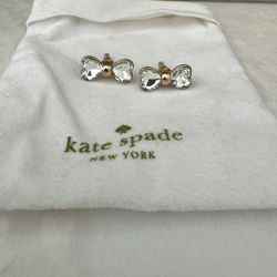 Kate Spade Gold Tone/Crystal Bow Earrings
