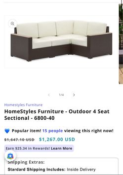 Homestyles 6800-40 4-Seat Sectional, Beige/Brown