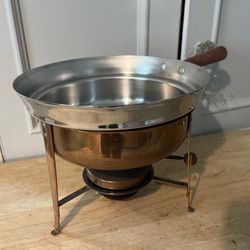 Copper Fondue Pot With Holder For Sterno – Great Condition