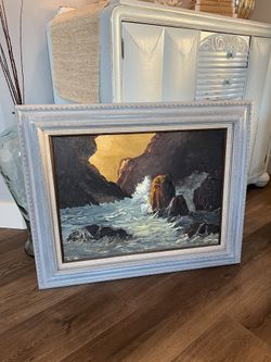Antique Original Seascape Impressionist Oil Painting