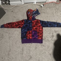 BAPE Double Shark Crazy Camo Hoodie