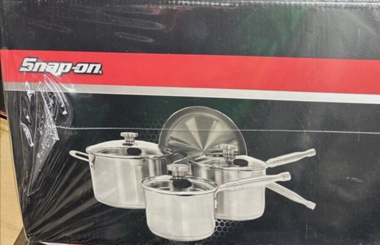 Snap On- 7 Piece Stainless Steel Cookware Set