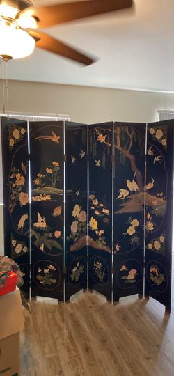 Oriental 6 panels screen, hand carved , heavy wood