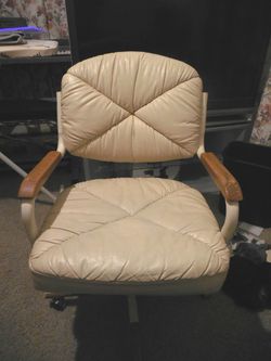 Beige leather desk computer chair