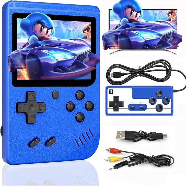 Portable Handheld Retro Game Console, 500+ Classic Games, 3" LCD, TV Connection & 2 Players

