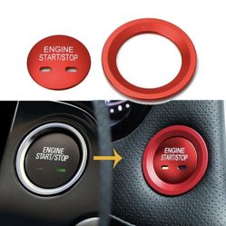 Red Keyless Engine Start Button w/ Ring Trim For Chevy Cruze, Malibu, Tahoe etc