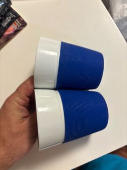 Set of 2 Bodum Double Wall Cups – Blue Silicone Grip