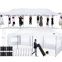 COBIZI 10x30 Pop up Canopy Tent 10x30 Canopy with 8 Sidewalls Waterproof Heavy Duty Commercial Canopy Tent for Parties Outdoor Tent Garden Gazebo Tent