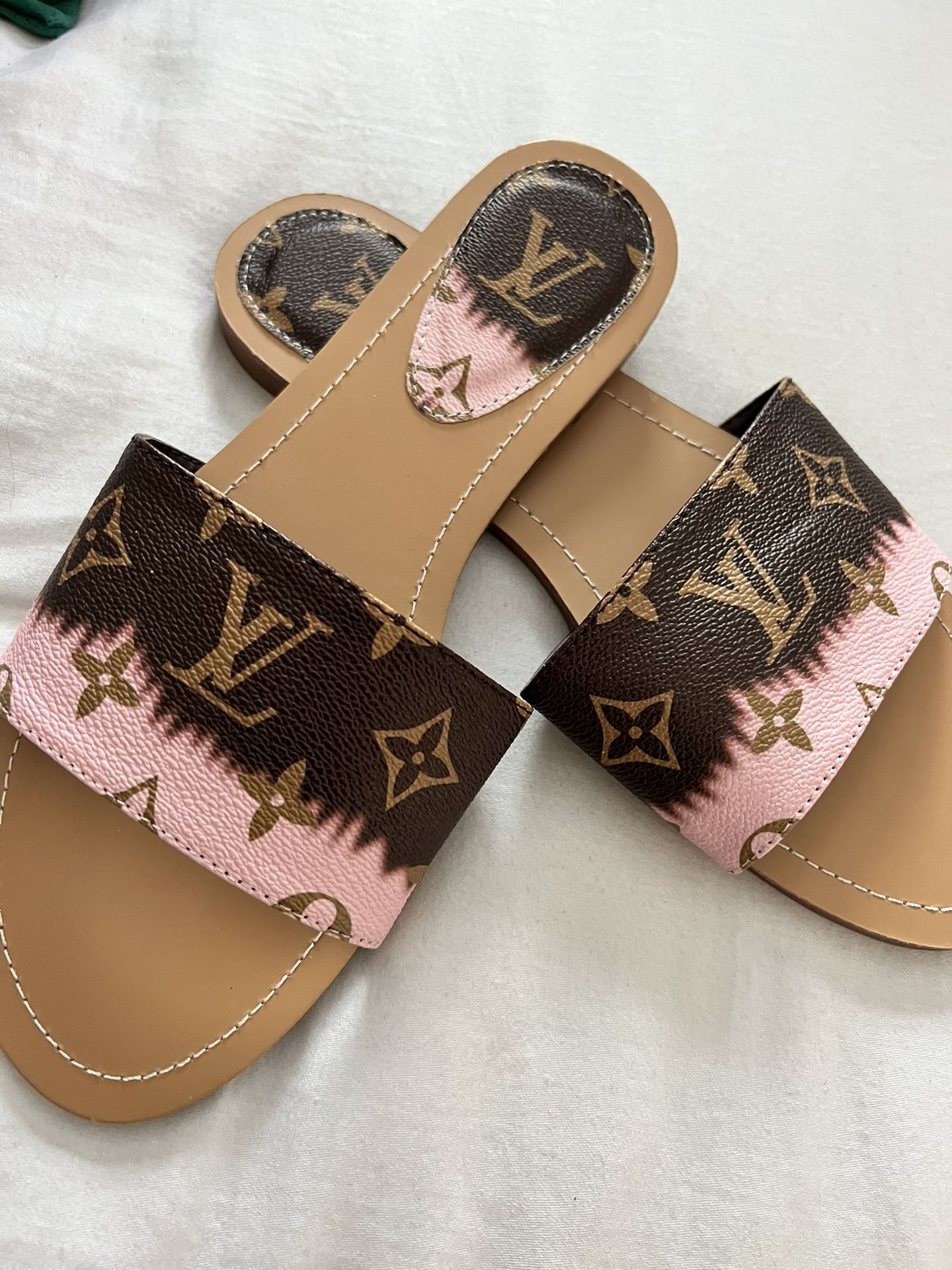 Louis Vuitton Escale Sandals Flip Flops Monogram Pink And Brown