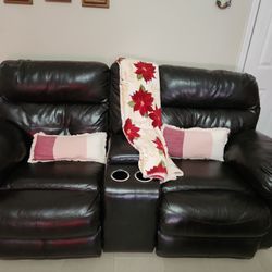 Leather Love Seat Recliner Color Brown