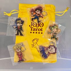 JoJo’s Bizarre Adventure Acrylic Keychain Set of 5 + Tarot Pouch