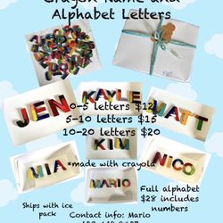 Crayon names and alphabet letters