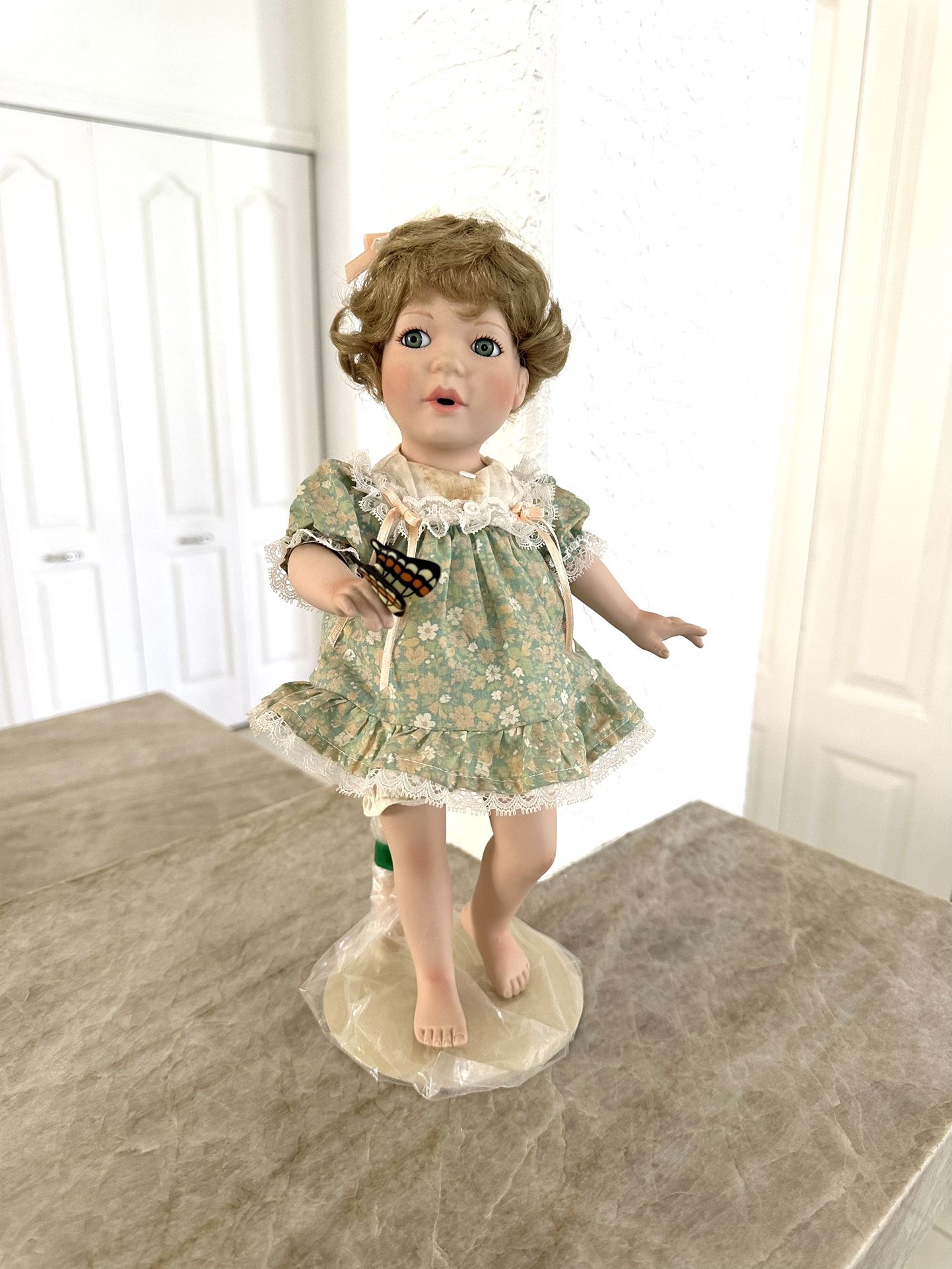 Vintage Porcelain L Steele Blonde Doll With A Butterfly