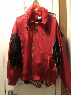Vintage Nike 90s Color block Red black Windbreaker Jacket Gray L