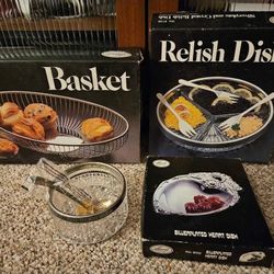 Leonard Silverplated Basket And Dishes