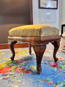Vintage foot stool with new upholstery