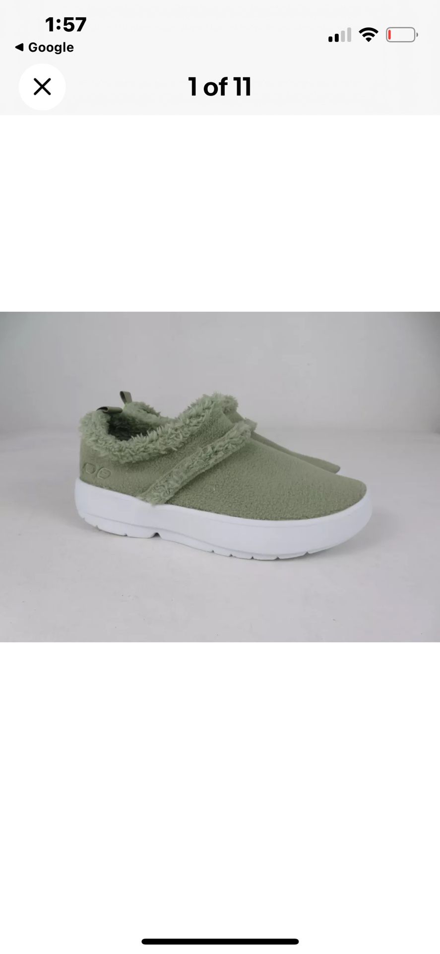 NEW OOFOS Shoes Sage Oocoozies Slippers Comfortable Fleece Recovery Slip On Women’s Sz 10.5 NWT