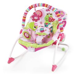 Bright Starts Raspberry Garden Infant to Toddler Rocker with Vibrating Baby Seat & Toy Bar (Pink) 