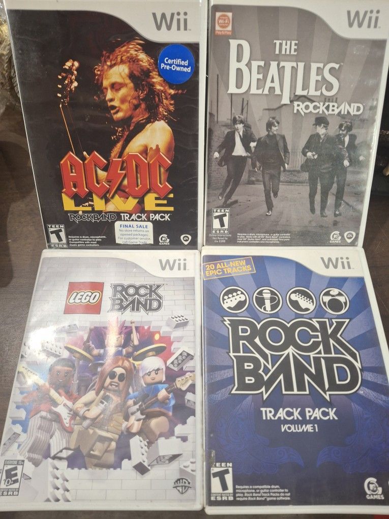 Wii Beatles AC DC And 2 Others Guitar Hero Games 