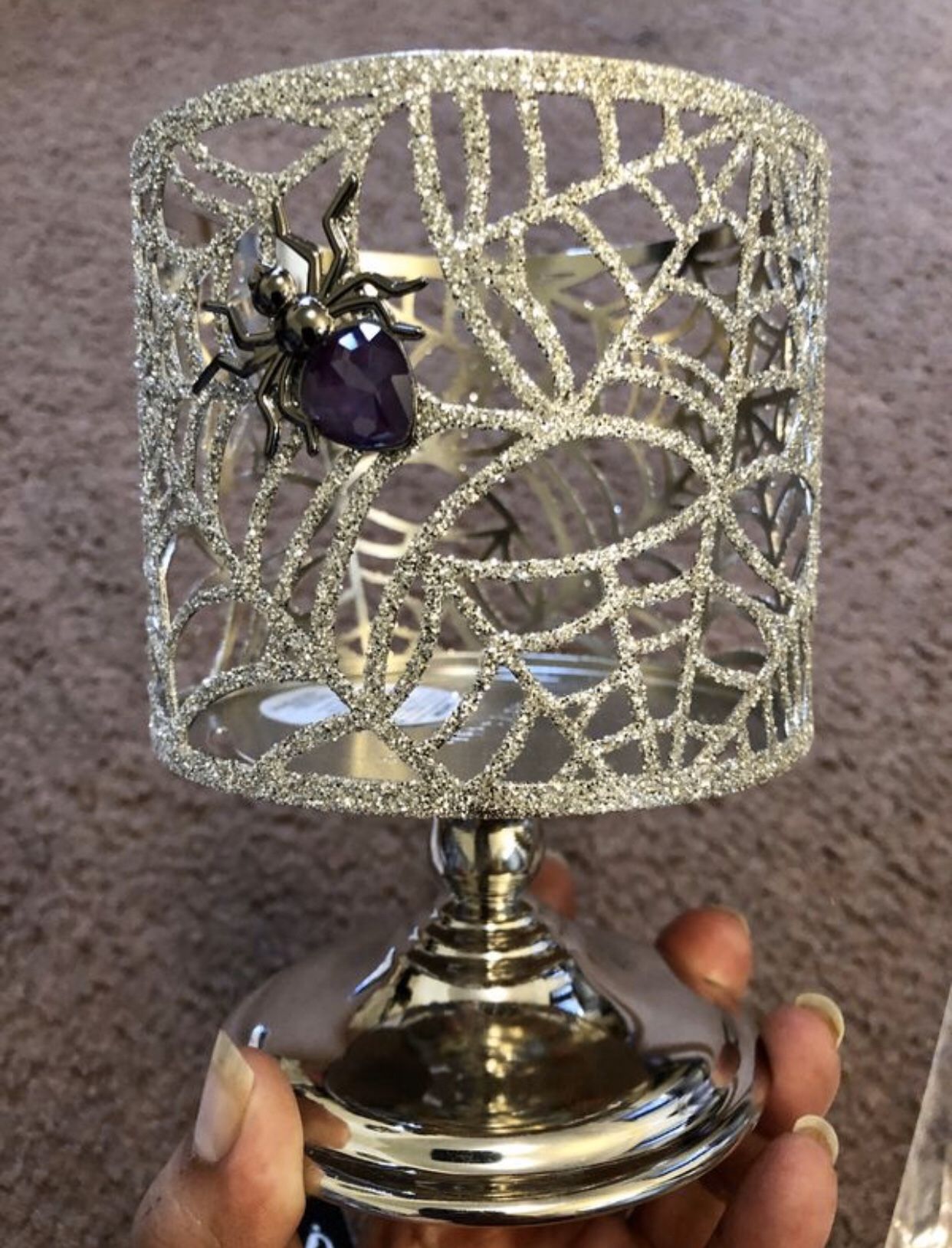 Halloween Spider Web Candle Holder! New!