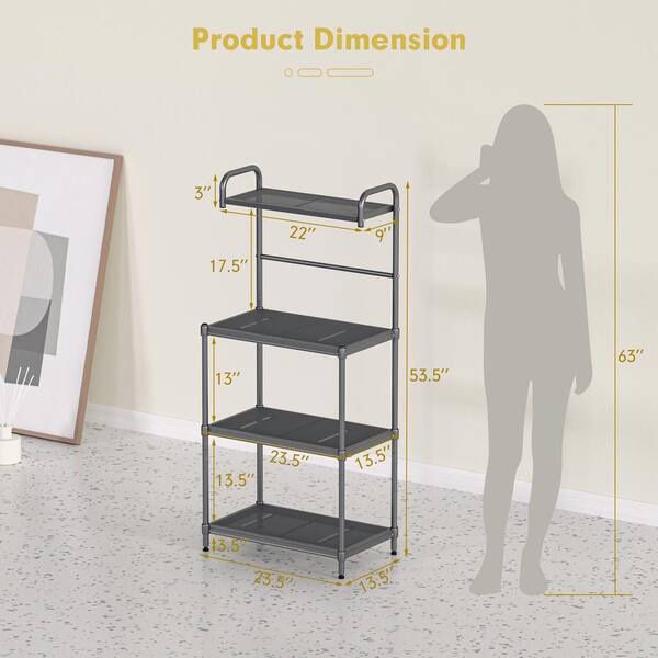  4-Tier Microwave Oven Stand, Kitchen Storage Rack with Mesh Wire 