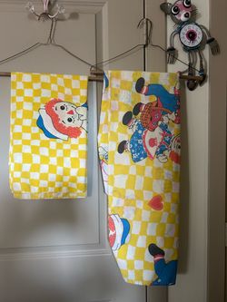 Vintage Raggedy Ann and Andy Fitted Sheet + 2 Pillow Cases