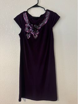 Forever 21 Plum Purple Beaded Neckline Dress - Size M