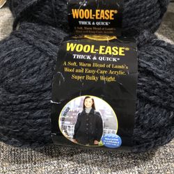 Lion Brand Wool Ease Thick & Quick Yarn Charcoal Super Bulky(2 SKEINS)