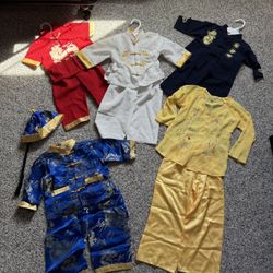 Chinese Vietnamese Lunar New Year Ao Dai Kids Toddler Boys Girls Long Shirt Dress