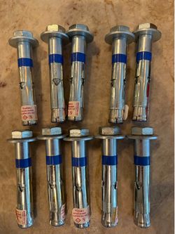 Lot of 10 Premium 3/4” x 5”Masonry & Concrete Sleeve Anchors - Unused