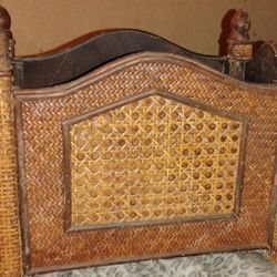 Antique Wicker Magazine Rack And  Chest