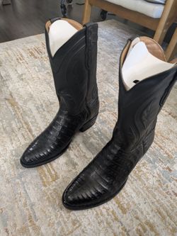Rujo cowboy boots - black caiman - 11.5 D