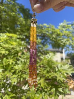 Gold And Purple Dangle Earrings