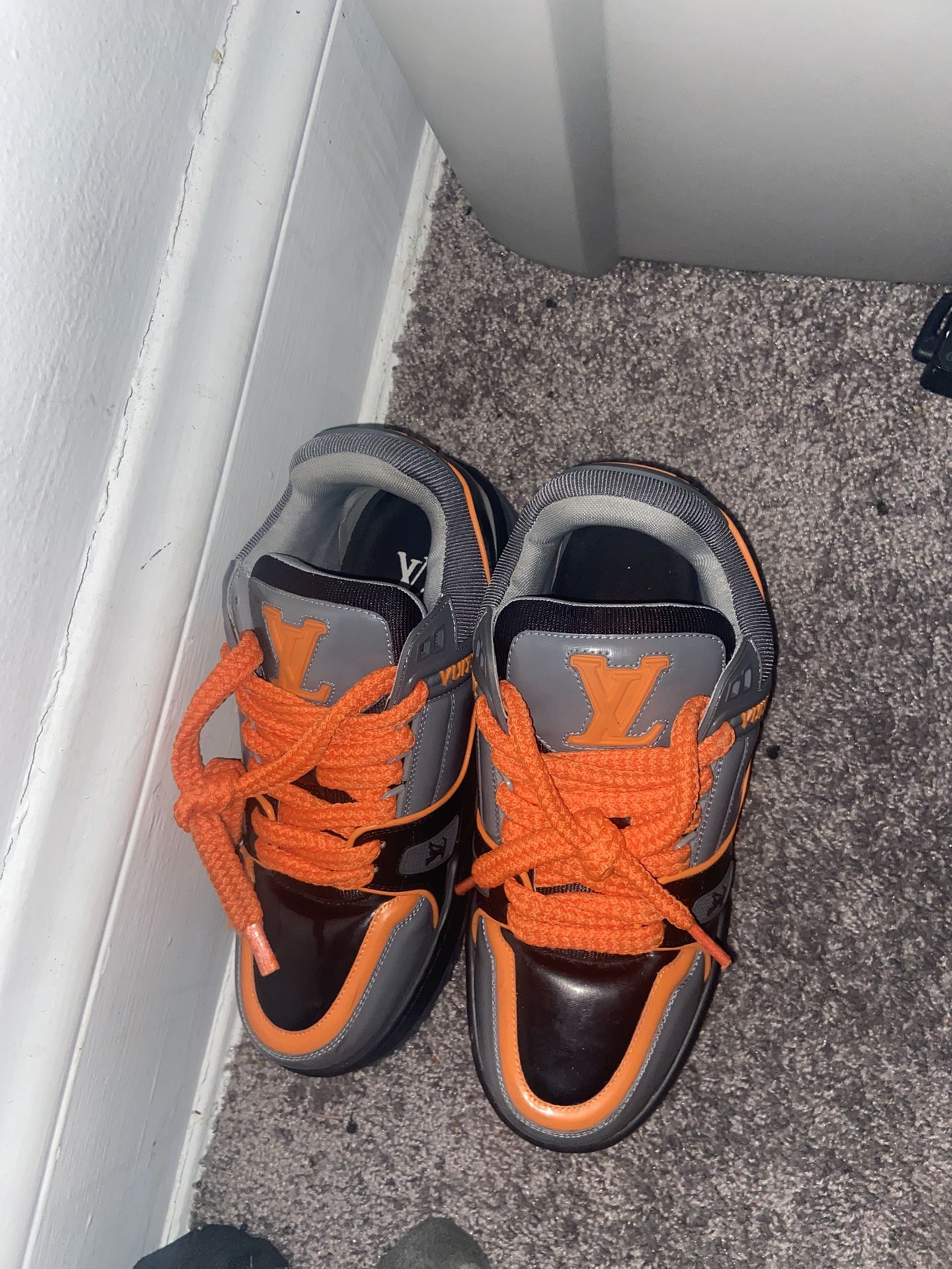 Louis Vuitton Trainer Low  'Grey Orange' 1ACF6G  US 10.5 