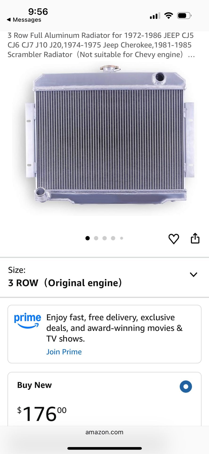 3 Row Full Aluminum Radiator for 1 JEEP CJ5 CJ6 CJ7 J10 J20, 1 Jeep Cherokee, 1 Scrambler Radiator (Not suitable for Chevy eng