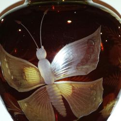 Vintage Bohemian Amber Glass Vase
