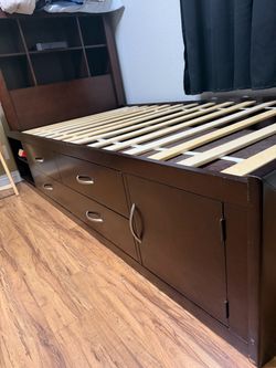 Twin bed frame with the drawers