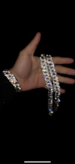 58 Cm Cuban Link Chain And Bracelet Moissanite 