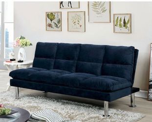 Navy Blue Microfiber Sofa Bed Plush and Comfortable