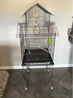 Large Bird Cage on Rolling Stand