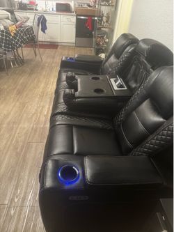 2 pc  black sofa  and  chair