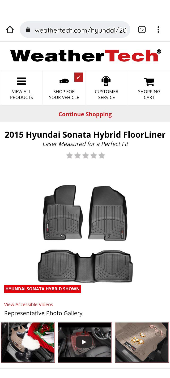 WeatherTech Laser Measured Floor Mats 2015 - 2019 Hyundai Sonata Hybrid 